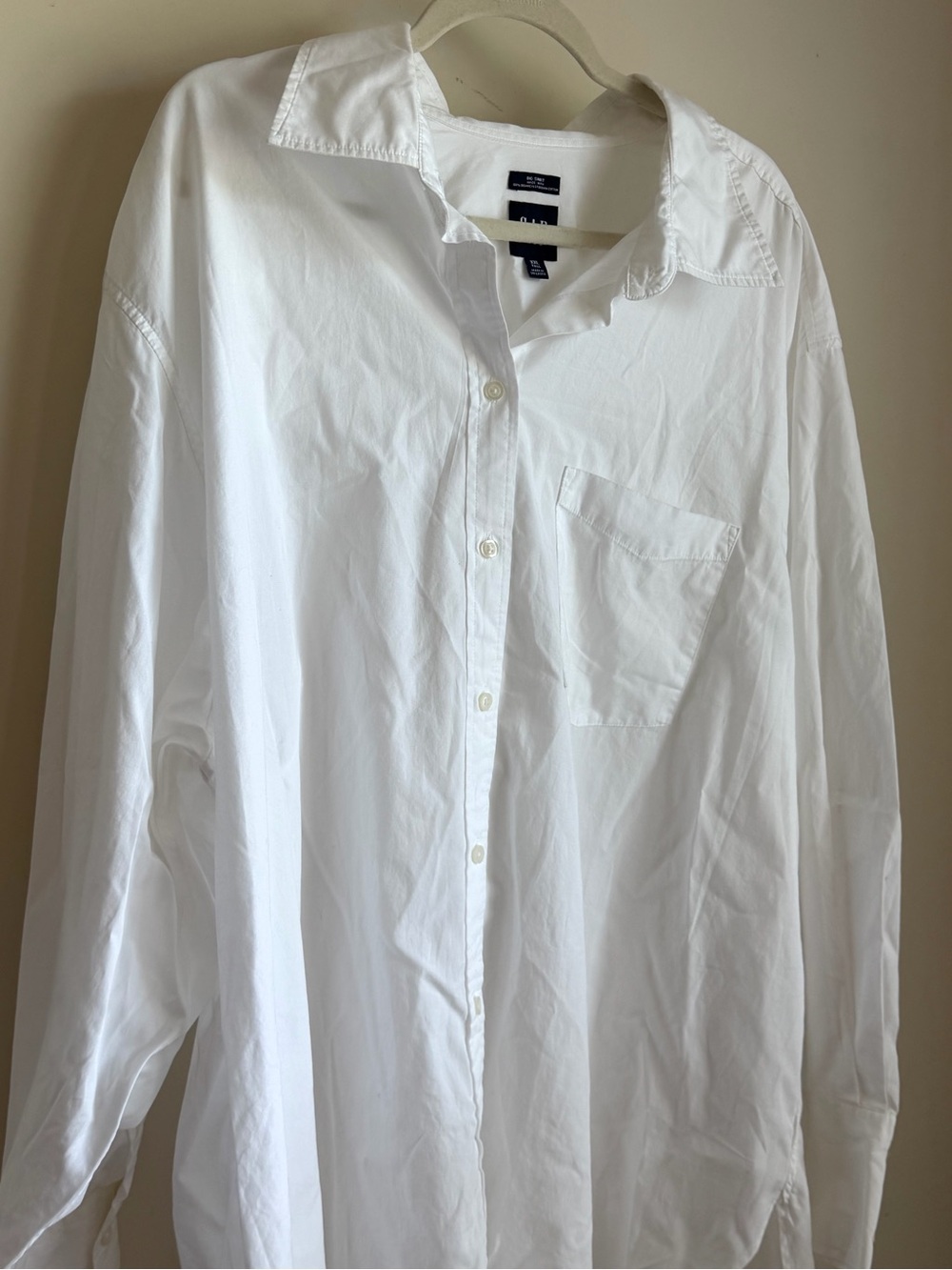 Gap Big Shirt XXL Tall White Organic Cotton Poplin Oversized Button Down - Picture 4 of 8